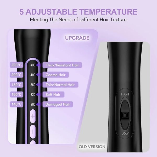 Cepillo térmico FARERY de 1 pulgada para crear un look de secado rápido, lograr un cabello suelto y con volumen en capas, cepillo caliente iónico de cerámica y turmalina, rizador con 5 temperaturas, voltaje dual - Imagen 5