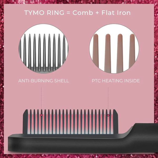"alisador y voluminizador: el anillo TYMO está diseñado con una carcasa protectora resistente al calor y una placa calefactora de cerámica para desenredar, alisar e incluso mejorar el volumen. Diseño único de proporción dorada para alisar tu cabello, mientras que los bordes redondos crean volumen." - Imagen 4