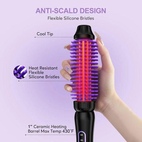 Cepillo térmico FARERY de 1 pulgada para crear un look de secado rápido, lograr un cabello suelto y con volumen en capas, cepillo caliente iónico de cerámica y turmalina, rizador con 5 temperaturas, voltaje dual - Imagen 3