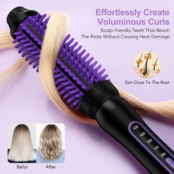 Cepillo térmico FARERY de 1 pulgada para crear un look de secado rápido, lograr un cabello suelto y con volumen en capas, cepillo caliente iónico de cerámica y turmalina, rizador con 5 temperaturas, voltaje dual - Imagen 2