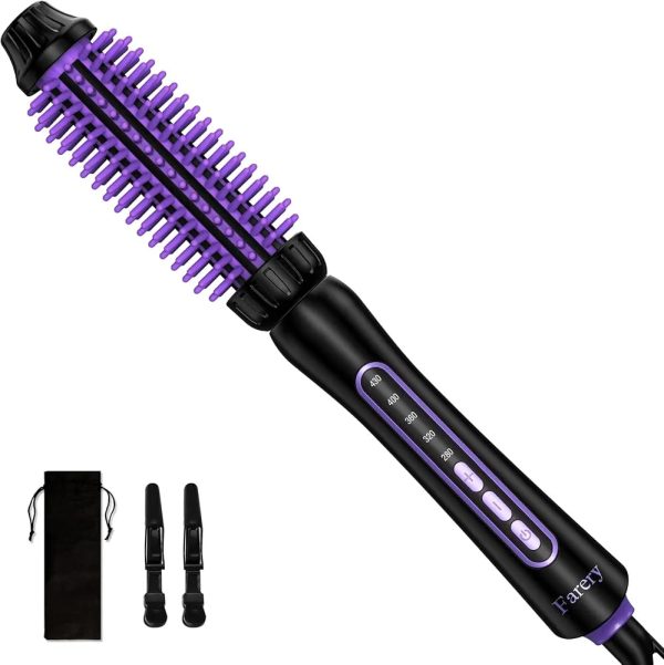 Cepillo térmico FARERY de 1 pulgada para crear un look de secado rápido, lograr un cabello suelto y con volumen en capas, cepillo caliente iónico de cerámica y turmalina, rizador con 5 temperaturas, voltaje dual